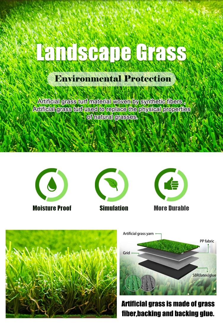 Factory Color Imnterlocking Grass Mat Artificial Grass Landscape Carpet for Garden