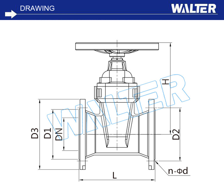 DIN3352 F4 Double Flanged Resilient Non Rising Stem Gate Valve