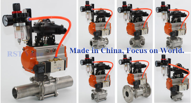 3PC Clamp Ends Pneumatic Actuated Ball Valve
