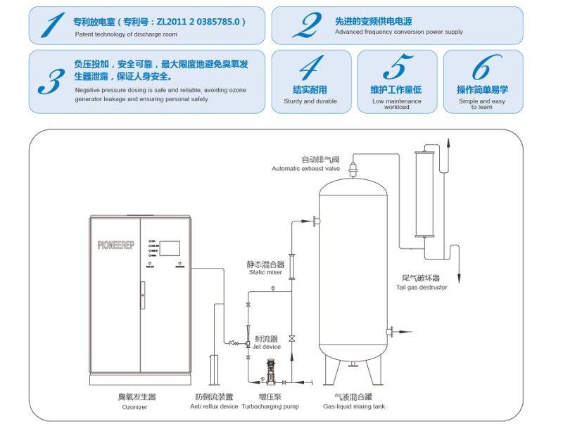 5g-100g Ozone Machine for Swimming Pool with Anti Reflux Device