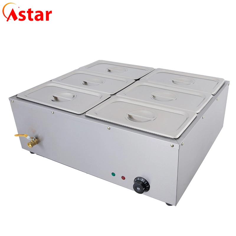 Food Warmer 4 Pans Fast Food Restaurants Multifunction Commercial Soup Bain Marie
