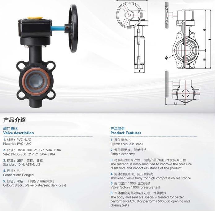 PTFE PFA Lined Coated Sanitary Wafer Control Butterfly Valve