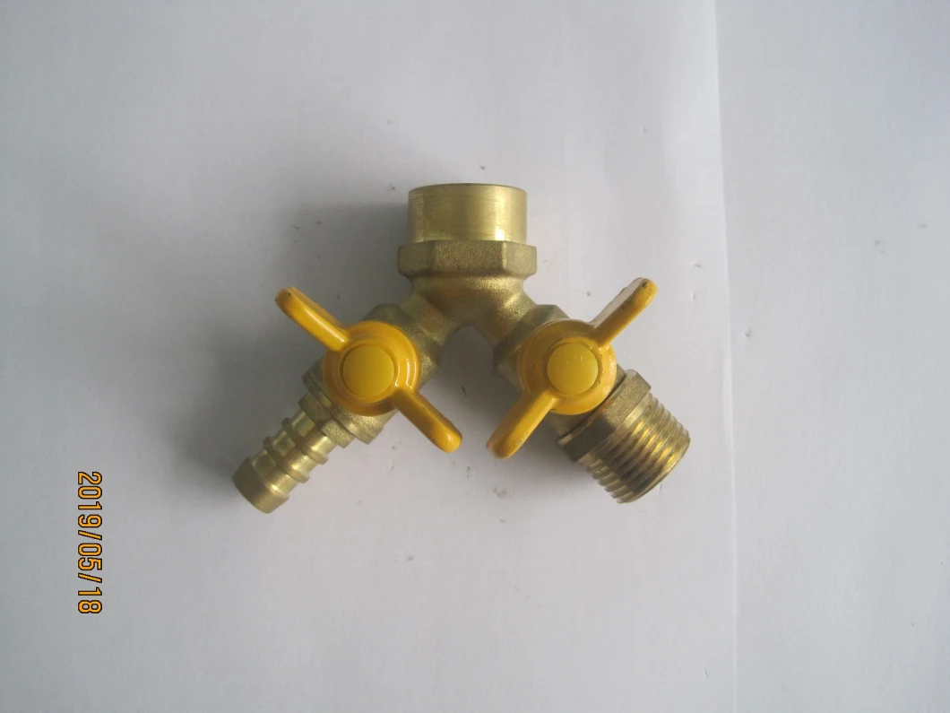 Male and Female Thread Brass Gas Ball Valve in Three Ways with Butterfly Handle