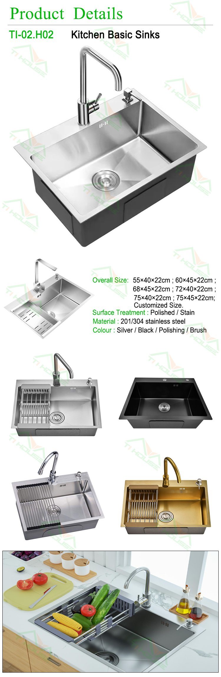 Kitchen Sink Strainer Sink 304 Stainless Steel Kitchen Sink Faucet