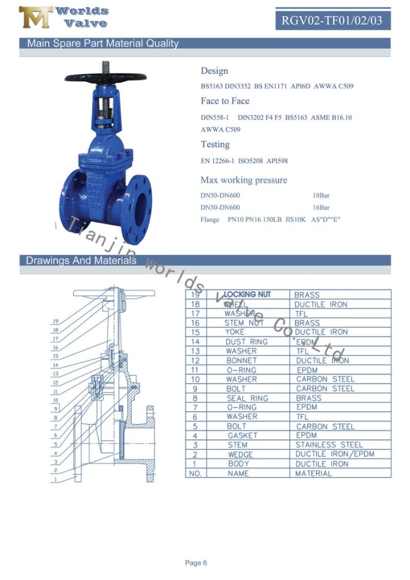 Pn16 Cast Iron Rising Stem Gate Valve with Extended Spindle