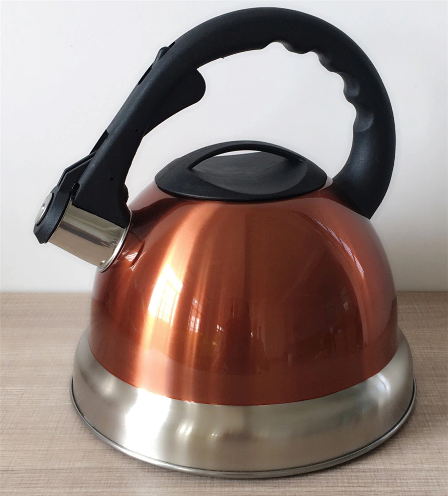 Kitchen Appliance Teapot 3.0L Stainless Steel Whistling Kettles in White Orange Heat Resistant Coating