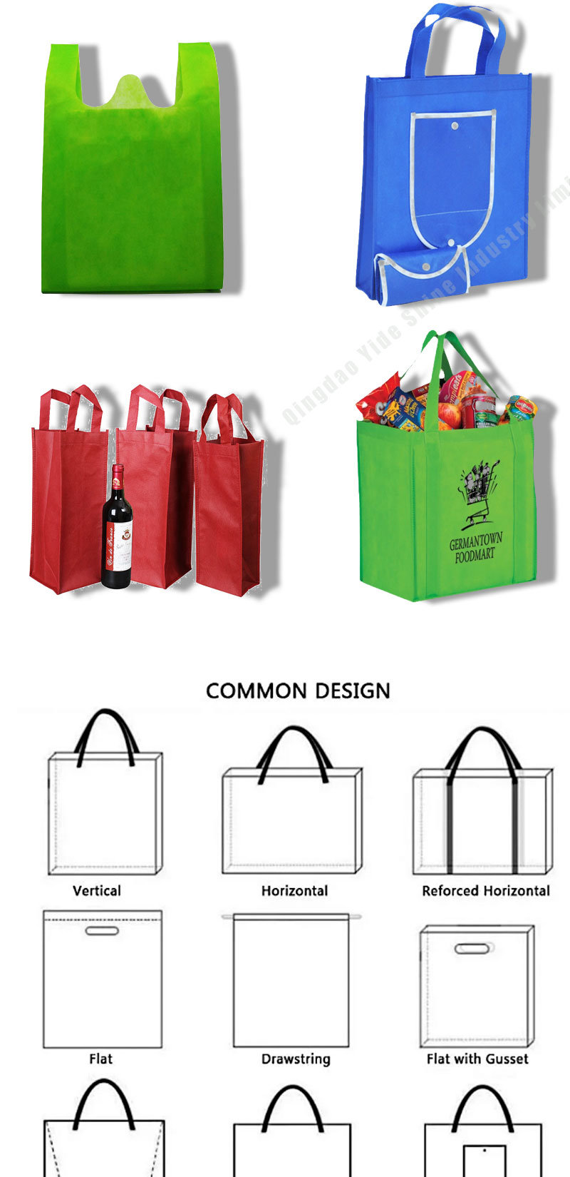 Reusable Supermarket Handled Shopping Non Woven Carrier Bags with Your Own Logo