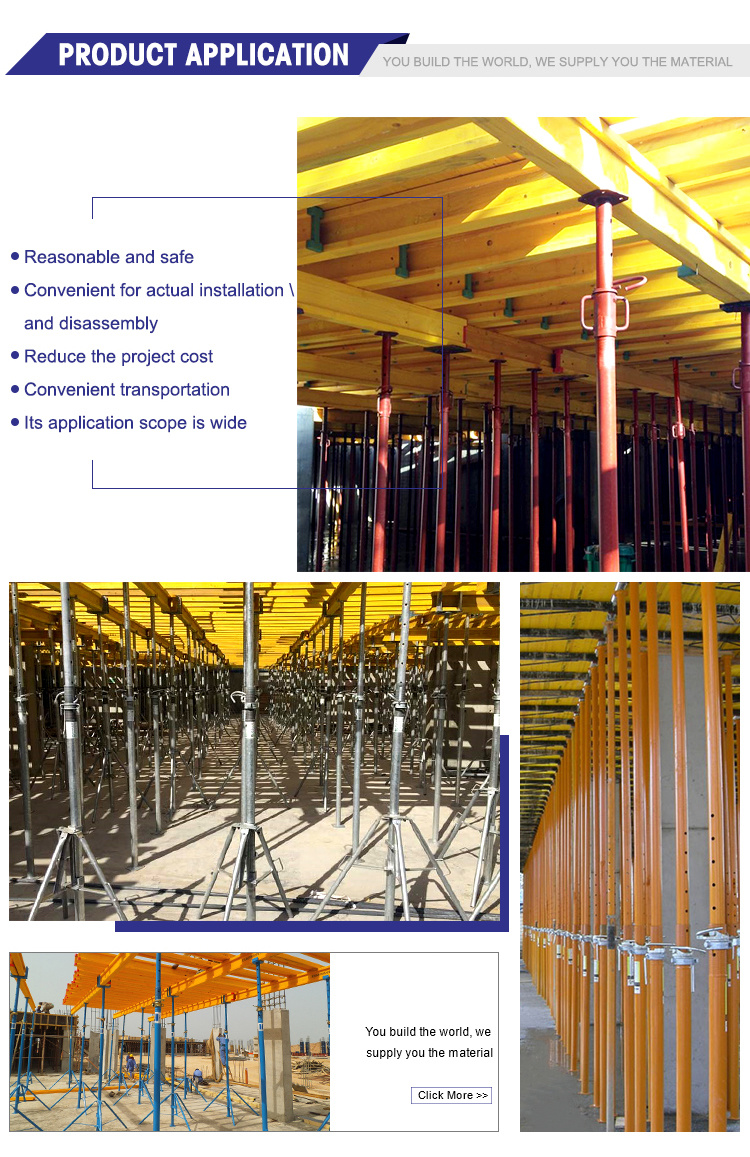 Painted Galvanized Steel Scaffolding Poles Formwork Steel Support Jack Post