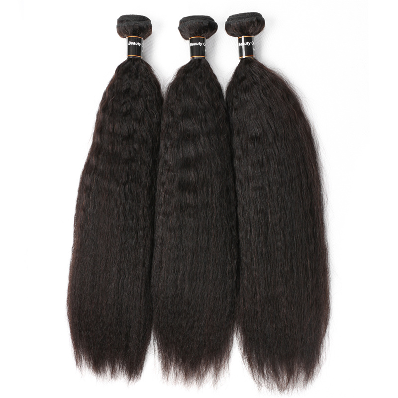 High Quality Kinky Straight 100% Remy Human Hair Weft Bundles Yaki Straight Hair Extension