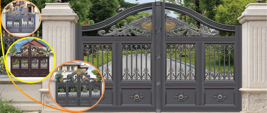 Outdoor Exterior Use Fancy Steel Entry Security Door Decorative Automatic Wrought Villa Door