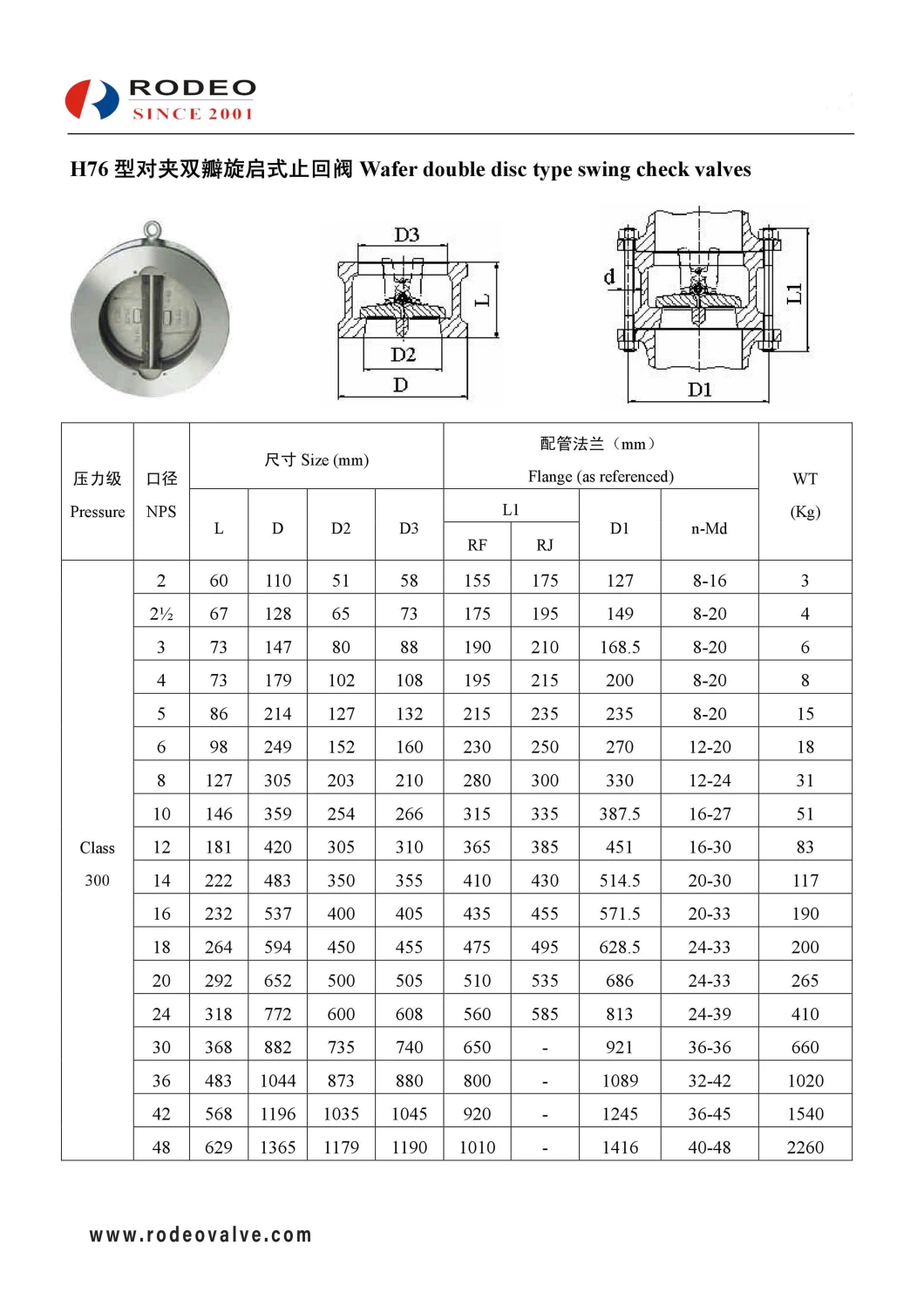 Made in China Bronze Stainless Steel Wafer Type Double Disc Check Valve