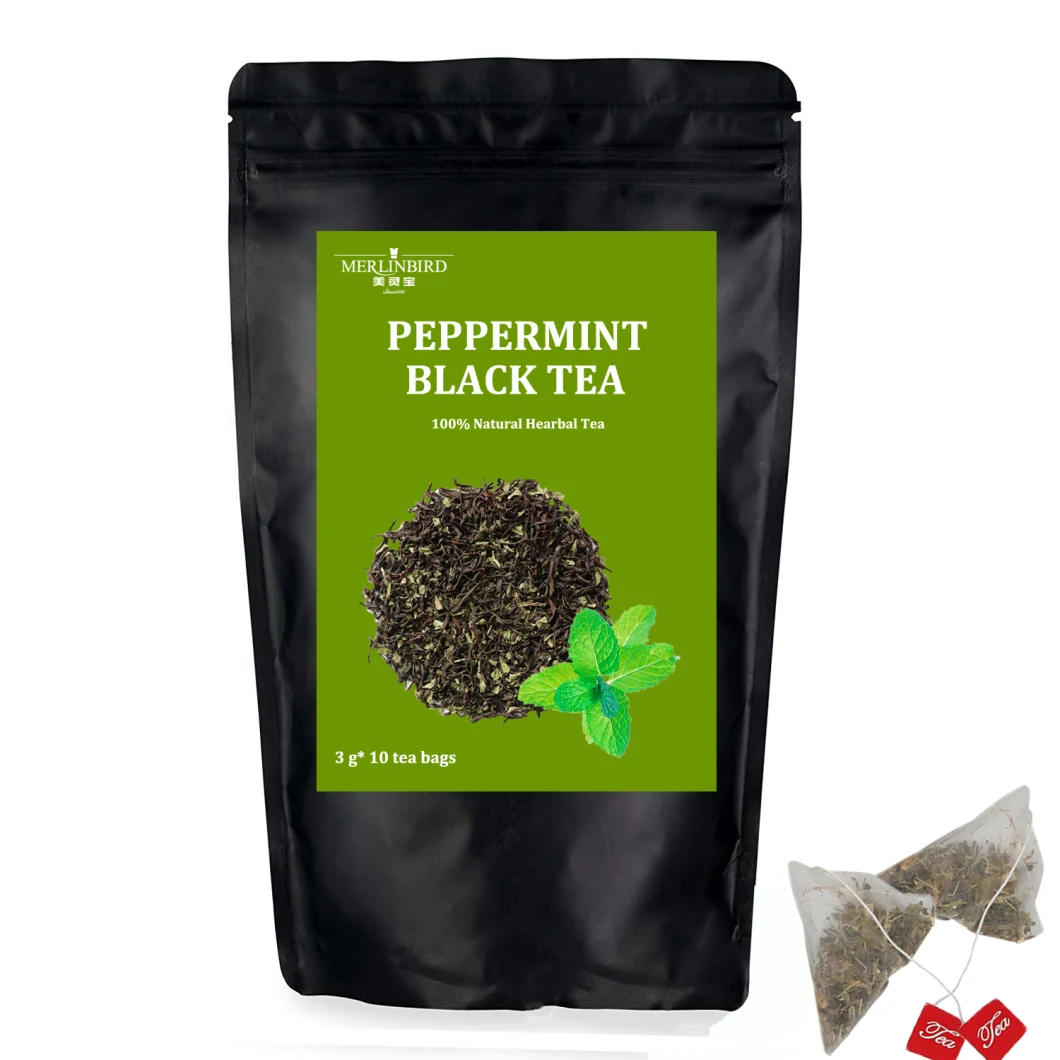 Biodegradable Pyramid Teabags Tea Natural Peppermint Black Tea Blended Flavor Tea