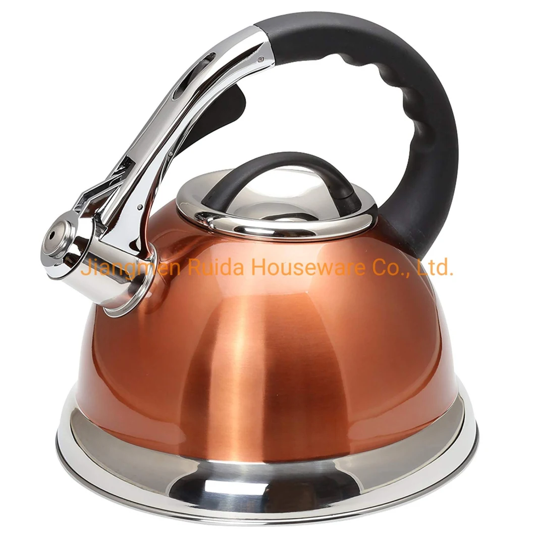 Copper Painting Stainless Steel Whistling Coffee Tea Water Kettle with Heat Resistant Handle