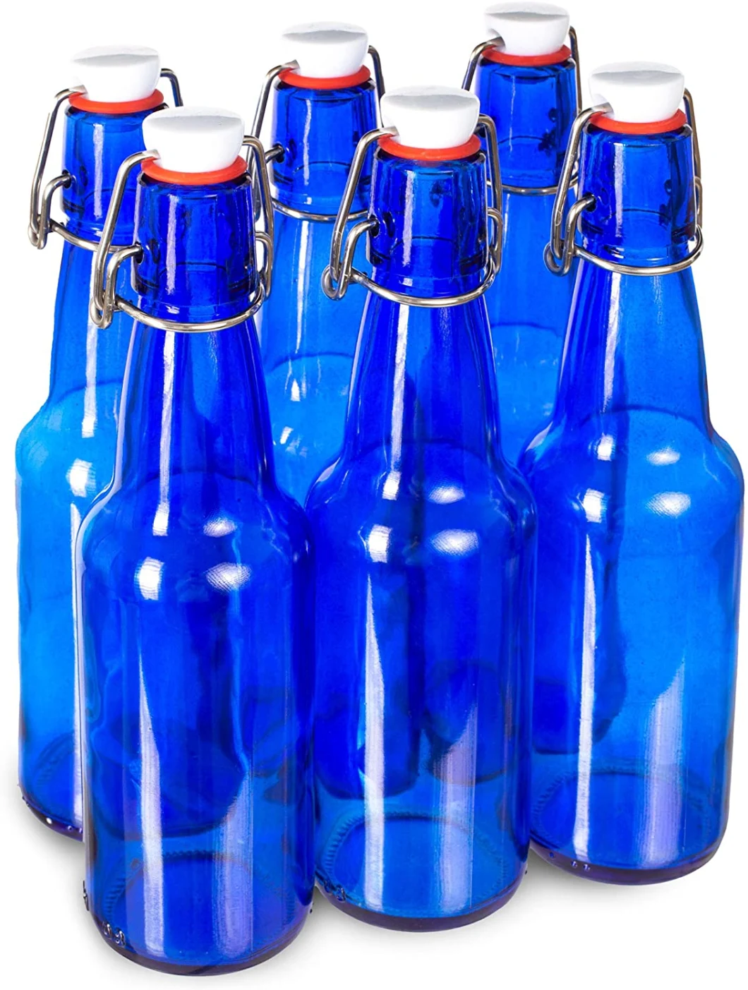 Blue Glass Grolsch Beer Bottles - Airtight Seal with Swing Top/Flip Top Stoppers