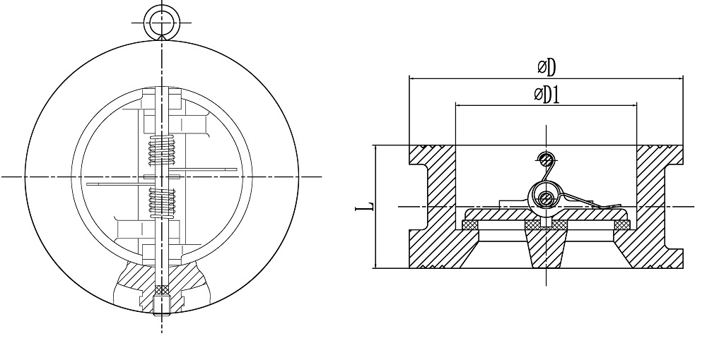 Pn16 Cast Iron Wafer Type Dual Plate Check Valve/Wafer Type Dual Disc Check Valve