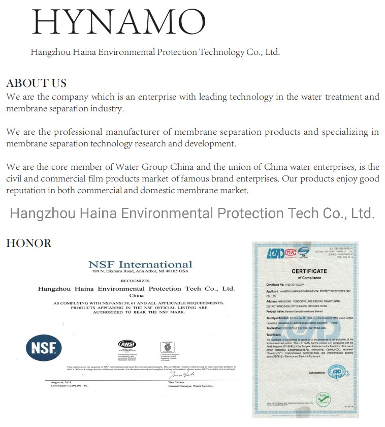 Hynamo Membrane Bw-3012-300 300gpd Water System RO Membrane