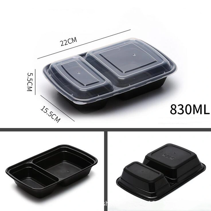 Hot Sale Black Plastic Meal Prep Containers Biodegradable Takeaway Microwave Thermal Disposable Plastic PP Food Container