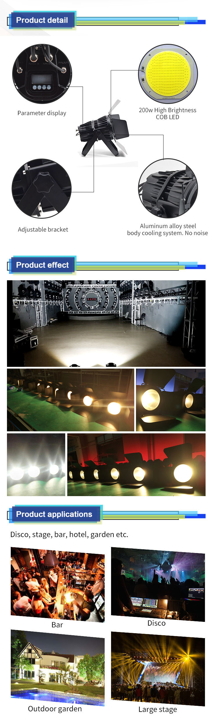 LED 200W COB Water Proof Light for Stage Equipment