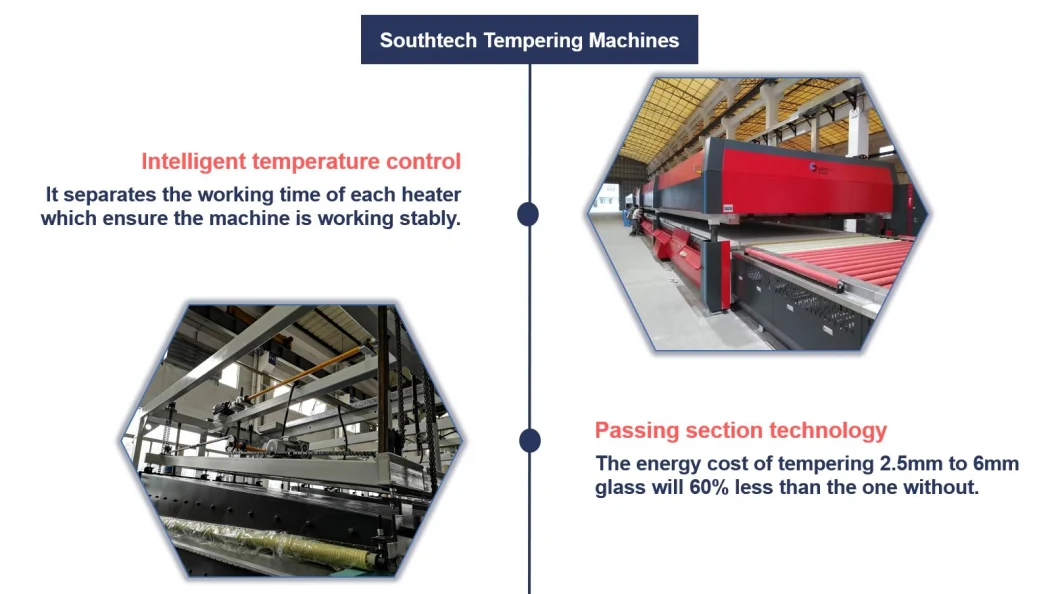 Southtech Ordinary Energy Saving Passing Flat Glass Tempering Machinery with Intelligent Compressor Convection System