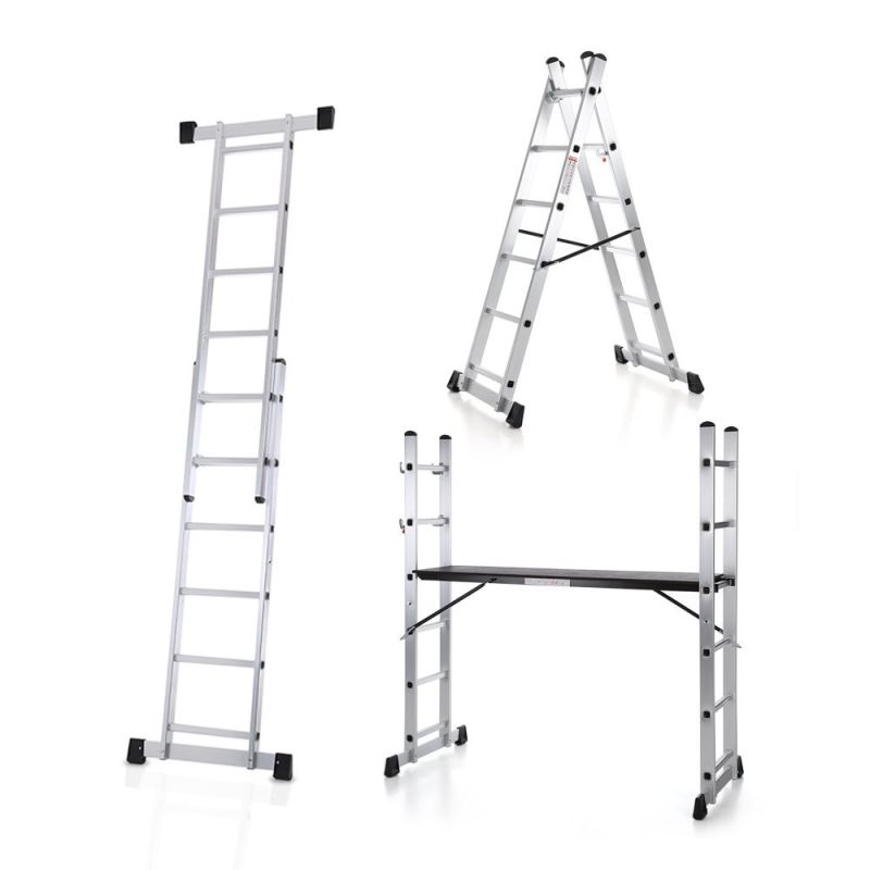 4-in-1 DIY Multi Purpose Scaffolding Ladder Aluminum Extendable Step Stool Work Platform Tower, 330 Lb