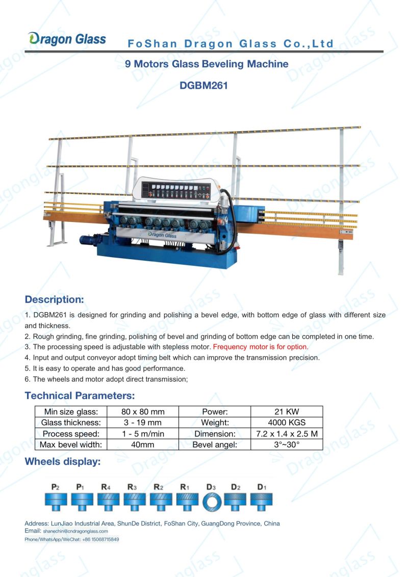 9 Spindle Glass Straight Line Beveling Machine for Small Piece Mosaic Glass