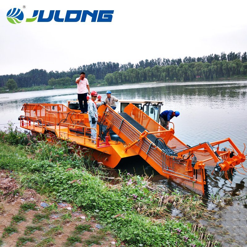 Lake Weed Removal Waste Collecting Pontoon Seashore Cleaning Boat