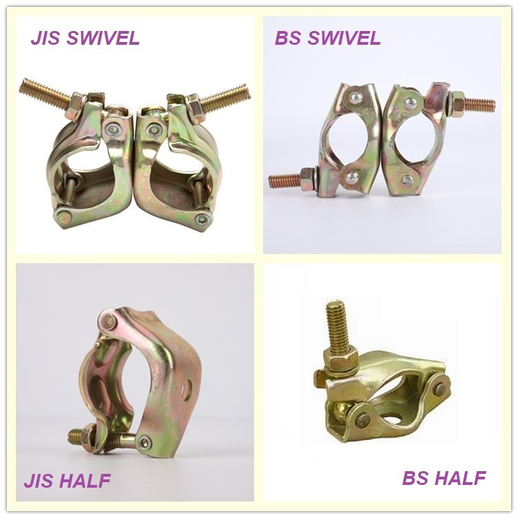 BS JIS Type Galvanized 48.6*60.5 Press Steel Scaffold Double and Swivel Clamp