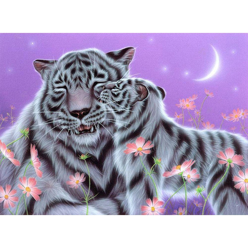 White Tiger Full Drill Dmosaic Art Painting DIY Embroidery Beads Painting