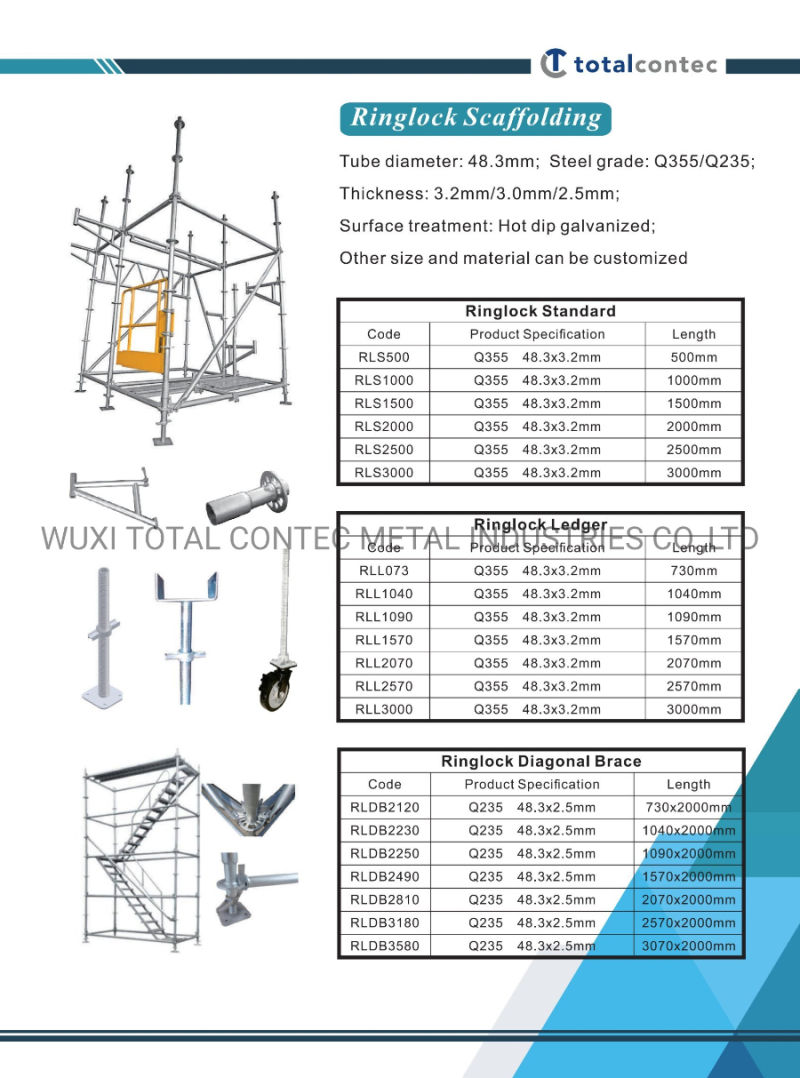 Certificated Q345 High Quality Ledger Ringlock Scaffolding for Sale
