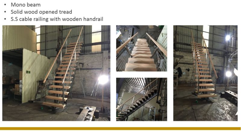 High Quality Interior Wood Staircase with Steel Beam Staircase
