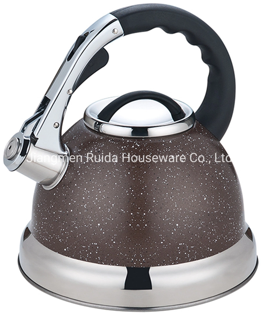 Home Appliance Kitchenware Sets 3.0L Stainless Steel Whistling Kettles in Red Heat-Resistant Coating