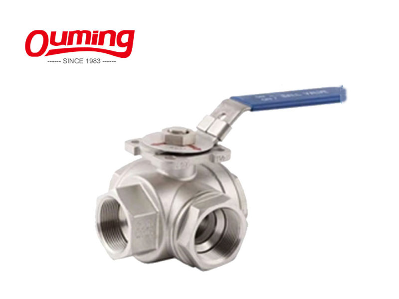 316L Stainless Steel Three Way Threaded End Ball Valve