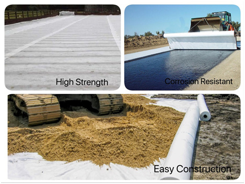 High Tensile Strength Non Woven Geotextile for Stone Base Courses