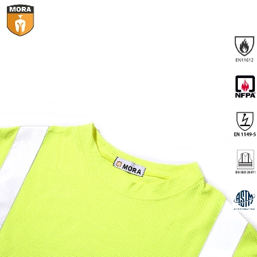 Fireproof Fr Cotton Safety Hi-Xis Yellow Henley T-Shirt with Reflective
