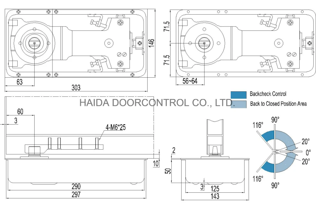 High Quality Door Hardware Door Control Glass Door Floor Spring HD 222