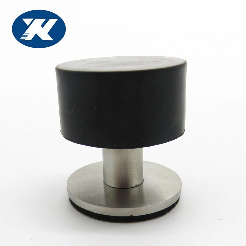 Black Rubber Stainless Steel Stopper Door Holder with Adhesive Sticker