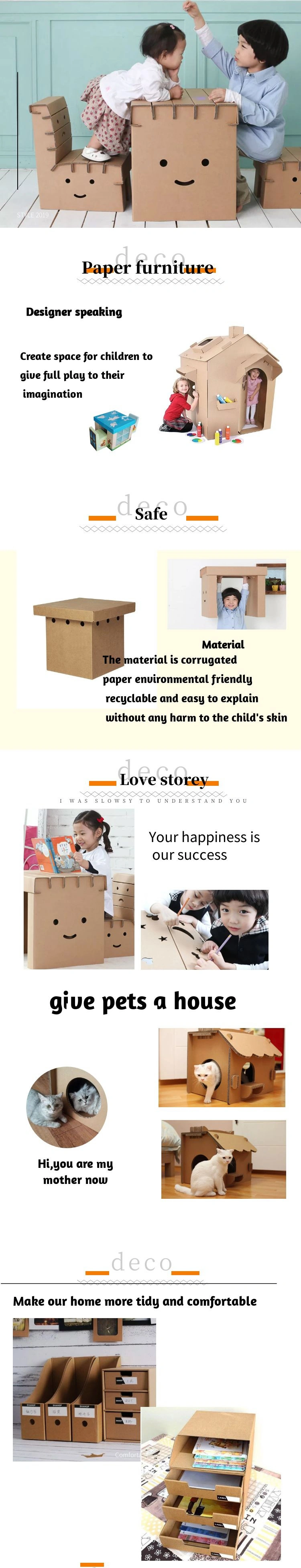 Newest Educational Cardboard Paper Playhouse Kids Safe Indoor Play Painting