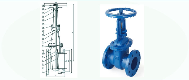 DIN BS Jrs BS5163 Handle Wheel Cast Iron Non-Rising Spindle Gate Valve