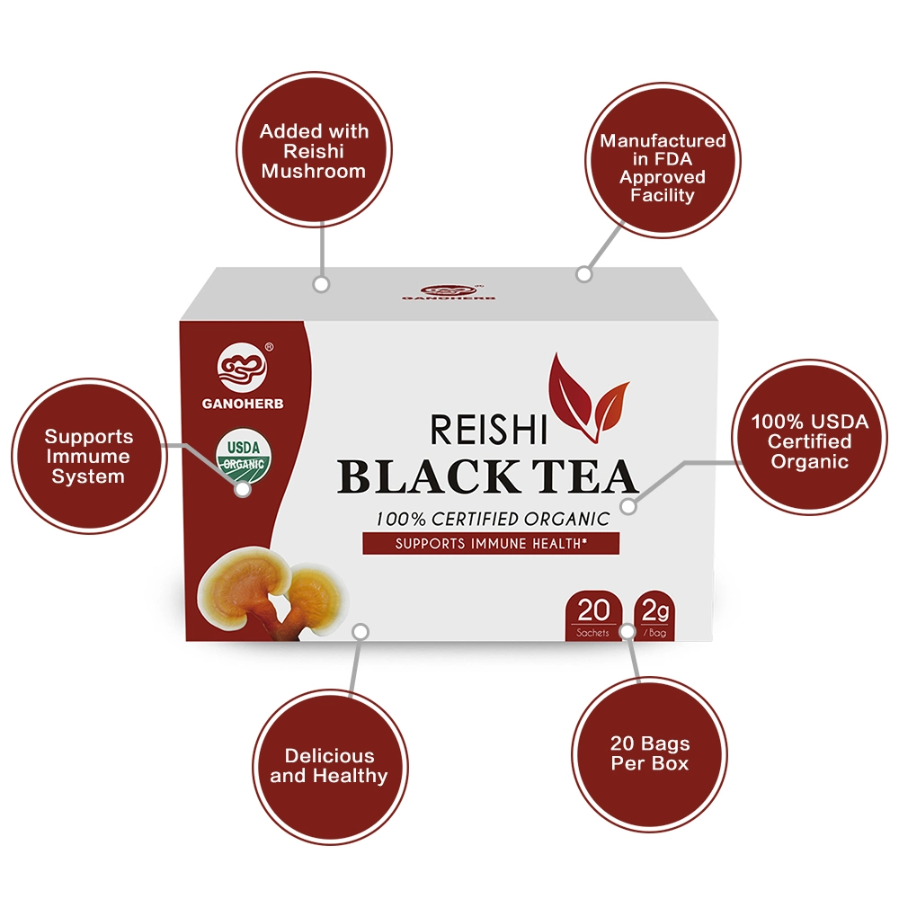 USDA Certificated Organic Immune Support Herbal Reishi Black Tea Ganoderma Tea