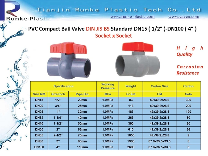 High Quality Plastic Ball Valve PVC Compact Thread Ball Valve UPVC True Union Ball Valve UPVC Double Union Control Ball Valve UPVC Female Threaded Ball Valve