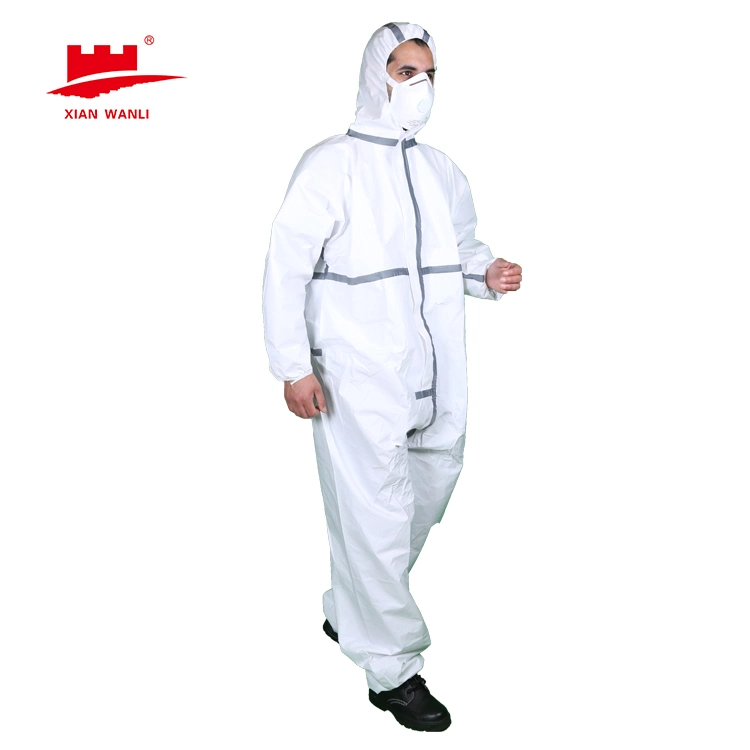 Disposable PP Safety Coveralls Blue SMS Medical Coverall with Hood Anti-Static Coverall Protective