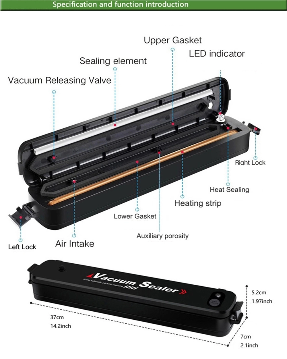 Vacuum Sealer for Vacuum Preservation of Food and Cooked Food