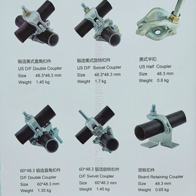 Fixed or Double Couplers for Scaffolding Construction