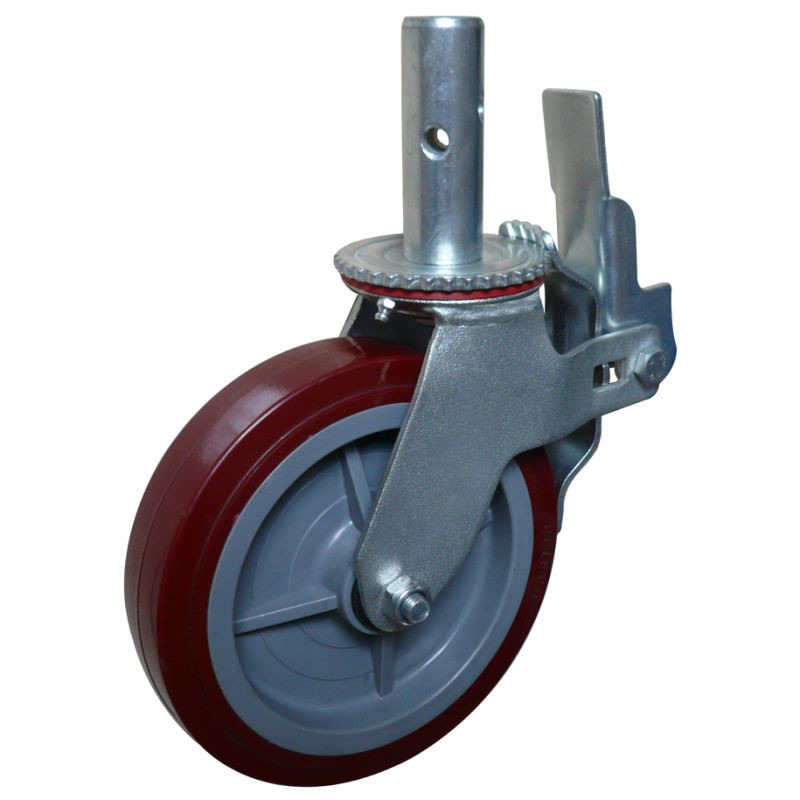 5 Inch PU on PP Red Scaffold Caster with Total Brake