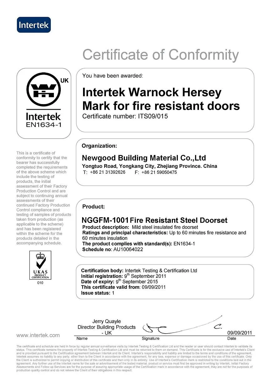 Bs476/UL Certificate Approved Double Fire Door Manufacturer, Fire Rated Door, Fire Proofing Door, Steel Fire Door (30/60/90/120 Minutes)