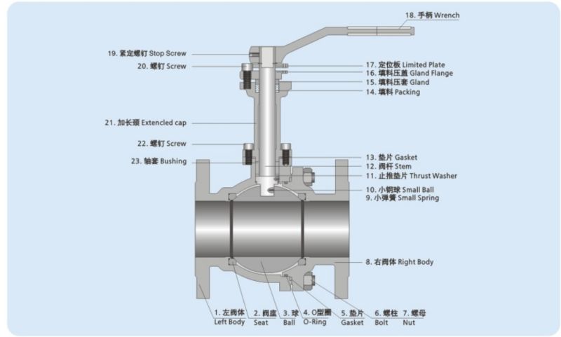 DN50-DN200 RF Two-Piece Low Temperature Cryogenic Ball Valve