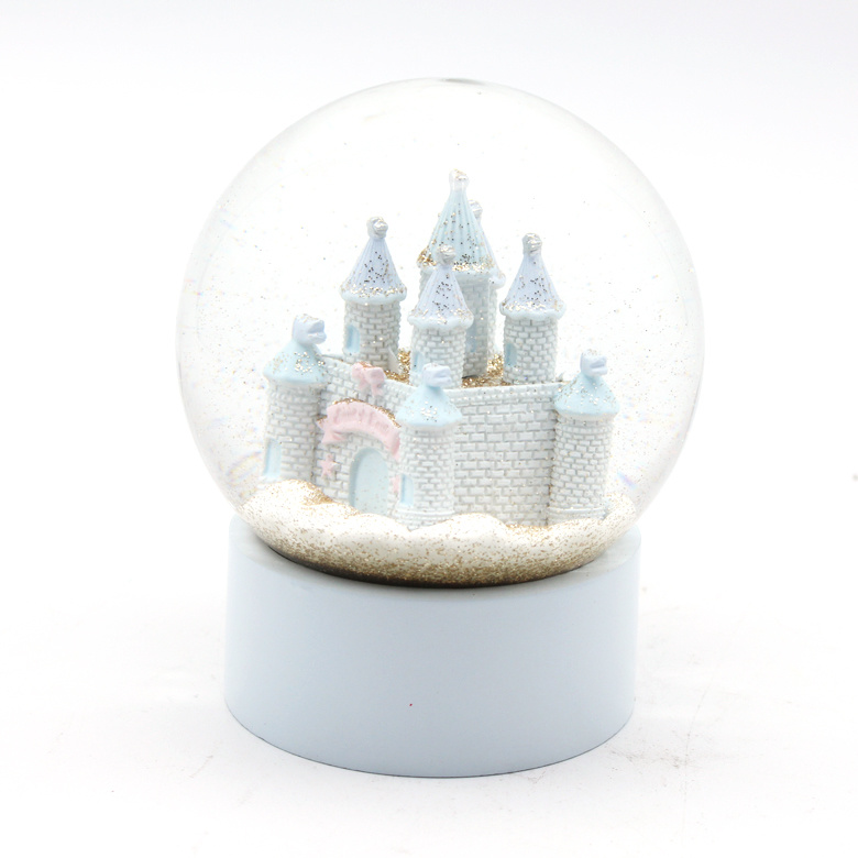 Custom Made Water Globe Resin Dreamlike Blue Castle Glass Snow Globe