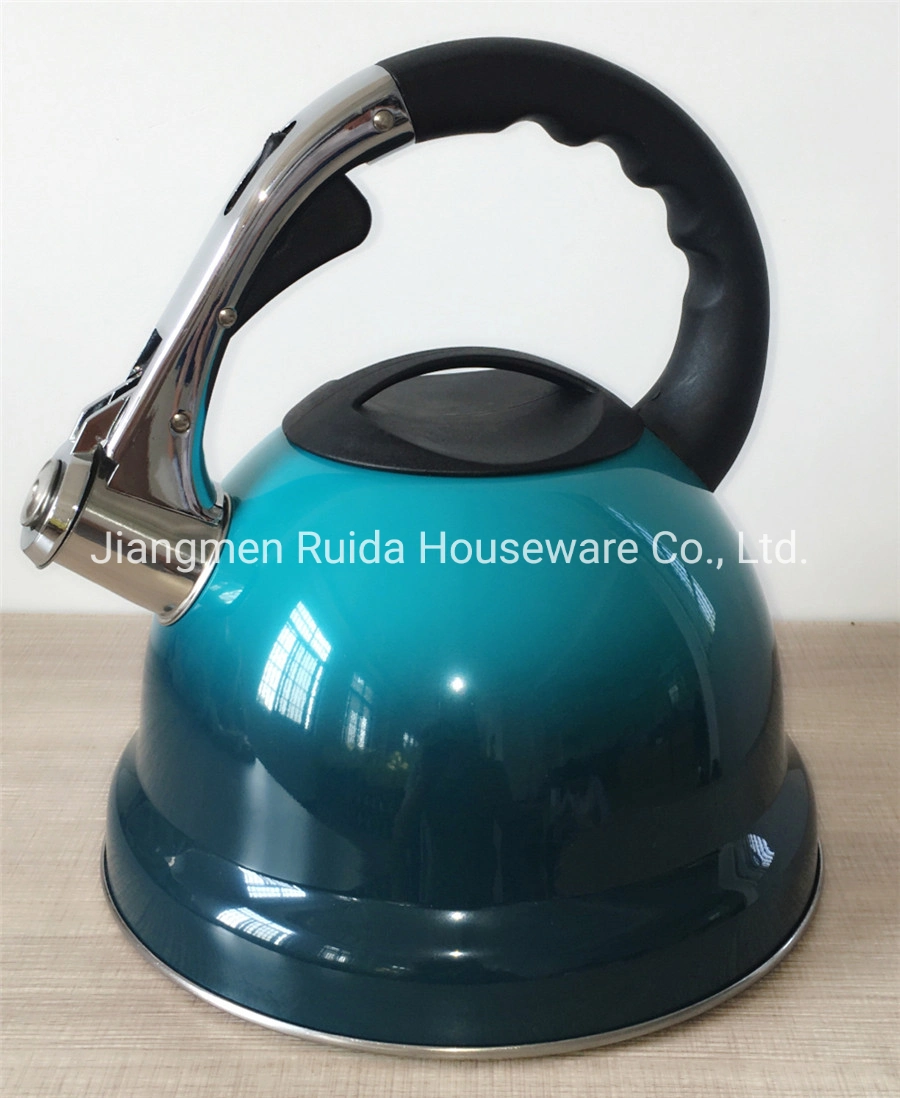 Home Appliance Kitchenware Sets 3.0L Stainless Steel Whistling Kettles in Blue Heat-Resistant Coating