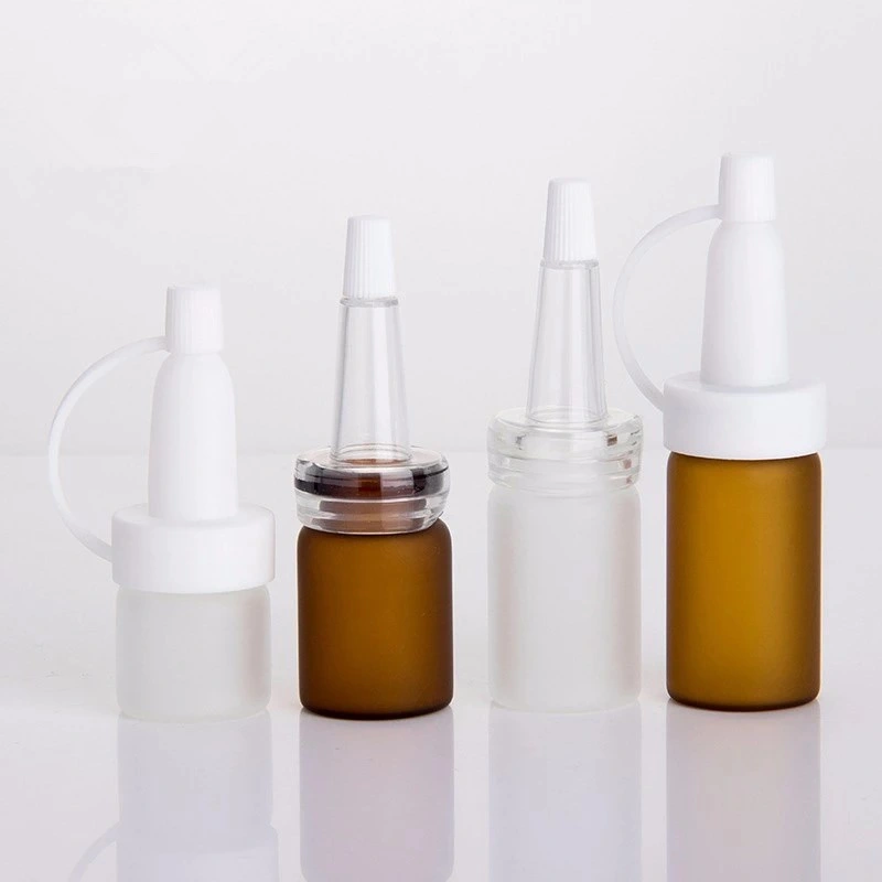 Mini Cosmetic Pharmaceutical Medicine Amber Glass Vial with Rubbers Stoppers Cap