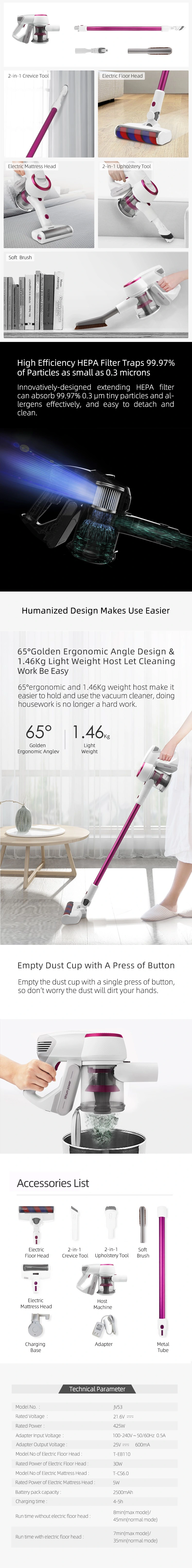 Jimmy Jv53 Household Cordless Handheld Portable Home Vacuum Cleaner